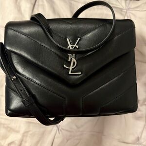 YSL Pouch Monogramme Vitello Piumotto, NWT from a smoke free home